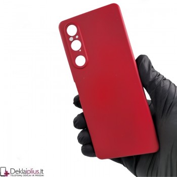 Liquid Air silikoninis raudonas dėklas - su kameros apsauga (Sony Xperia 1 V)